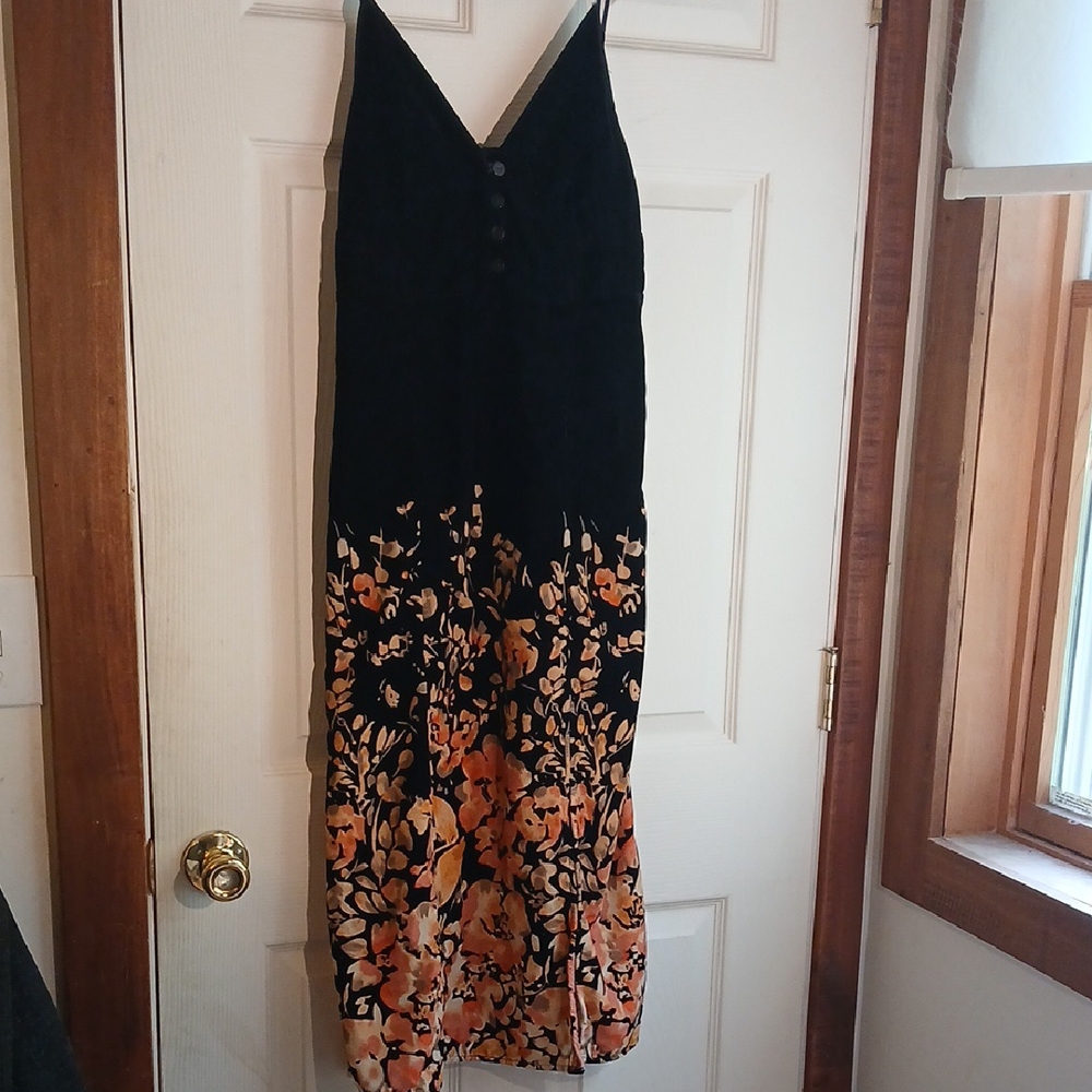Urban Outfitters Black Midi Dress Spaghetti Straps Sheath